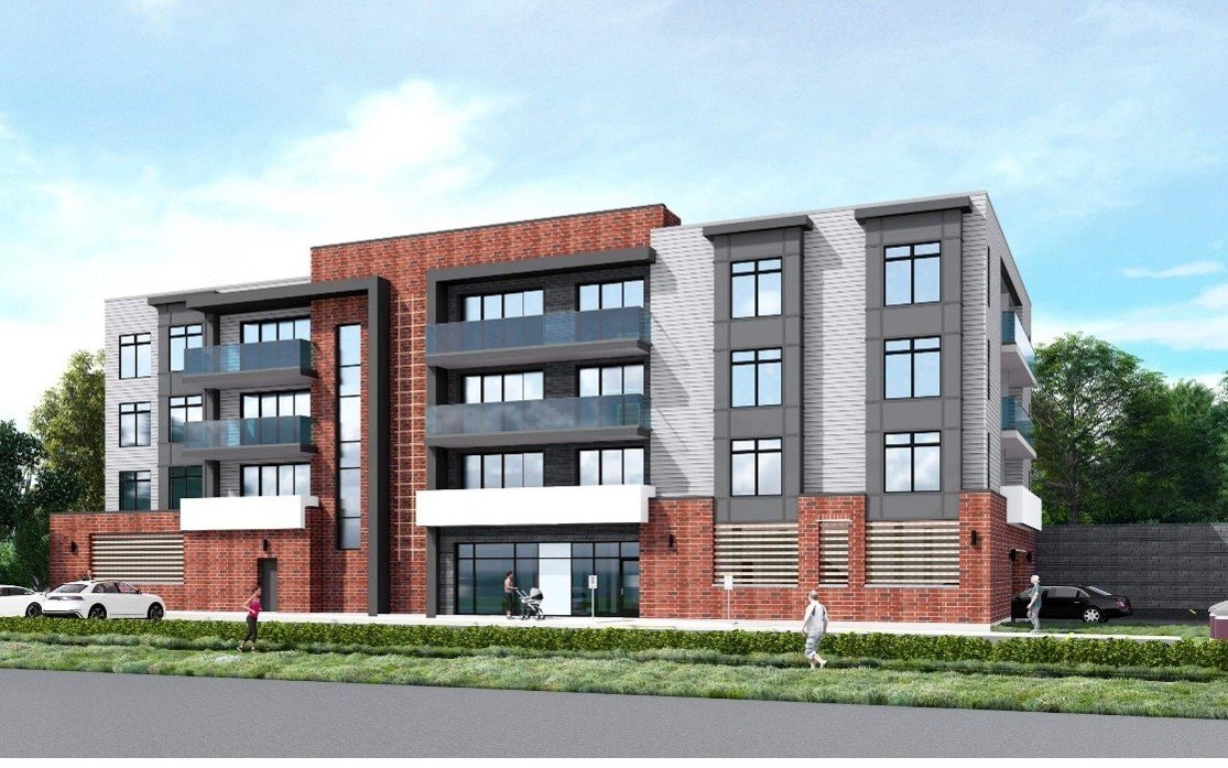 Multi-storey multi-family residential building rendering